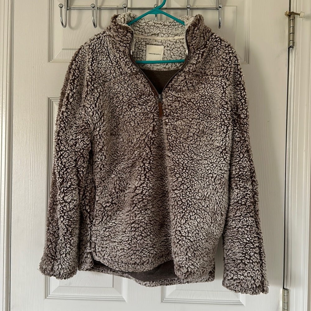 Sherpa brown quarter zip